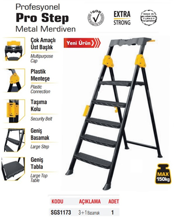 SGS 3+1 Basamaklı Metal Merdiven Prostep SGS1173