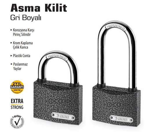 SGS Asma Kilit Gri 63 Mm SGS1325
