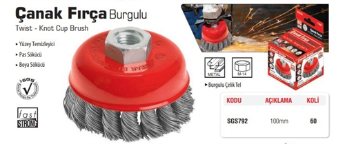 Sgs Çanak Fırça Burgulu 100 Mm Sgs792