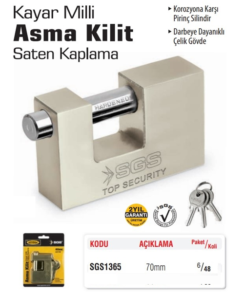 SGS Kayar Milli Asma Kilit 70 Mm SGS1365