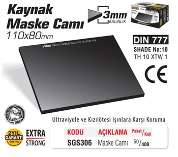SGS Kaynak Maske Camı 777 SGS306 (1 Adet)
