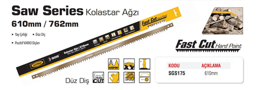 SGS Kolastar Ağzı Düz Diş 61 Cm SGS175
