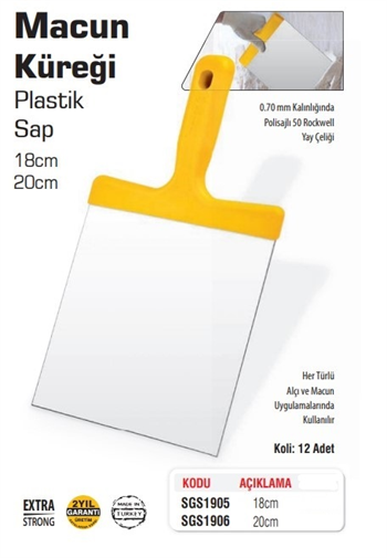 SGS Macun Küreği 18 Cm Plastik Saplı SGS1905