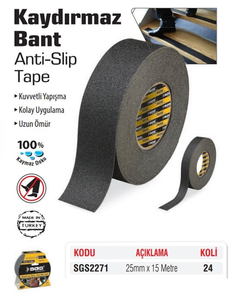 SGS Merdiven Kaydırmaz Bant 25 Mm X 15 Mt SGS2271