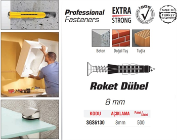 Sgs Roket Dübel 8mm (500 Adet) SGS6130