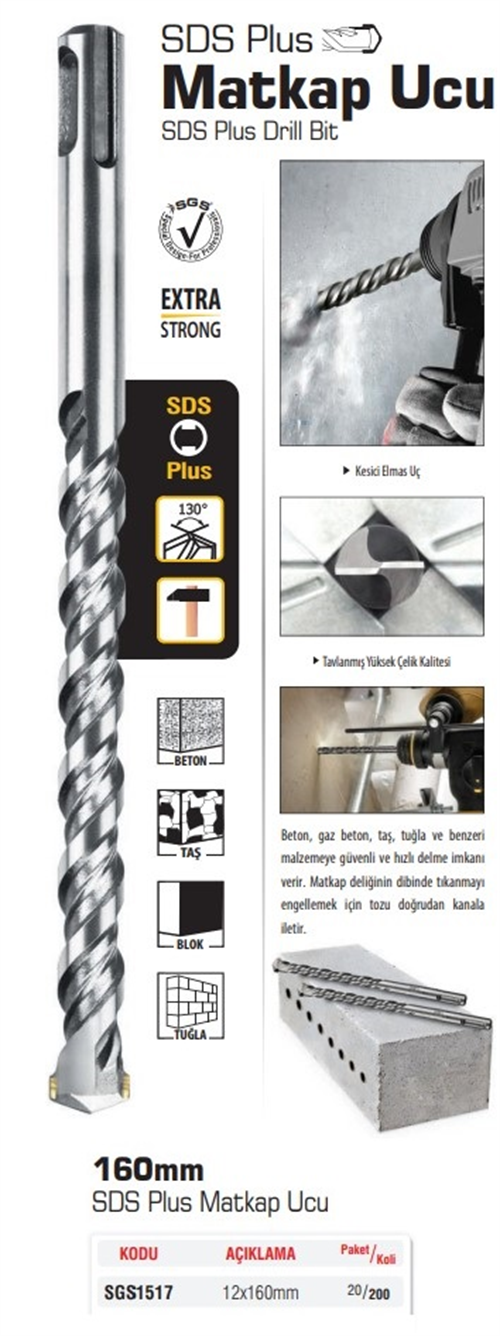 SGS Sds Plus Matkap Ucu 12 X 160 Mm SGS1517