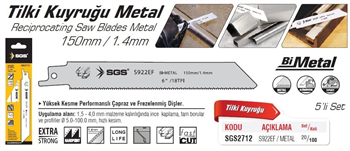 SGS Tilki Kuyruğu Bıçak 150mm S922EF SGS2712 1 Adet