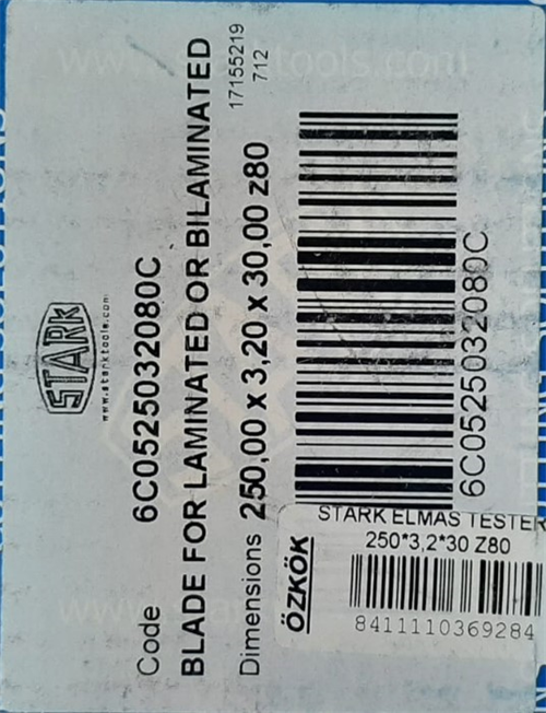 Stark Elmas Testere 250 X 3,2 X 30 Z80