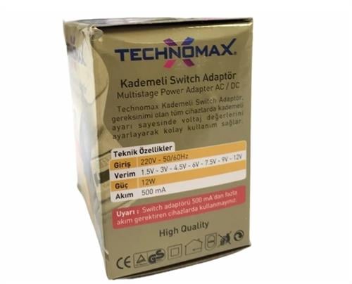 Technomax Kademeli Switch Adaptör PLT-500