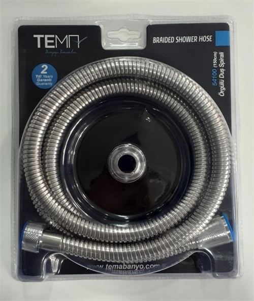 Tema Banyo Duş Hortumu 150cm Lüx Kromajli örgülü Spi̇ral 54100