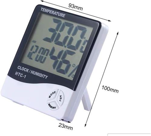 Temperature Dijital Saatli Nem Ölçer Termometre HTC-1