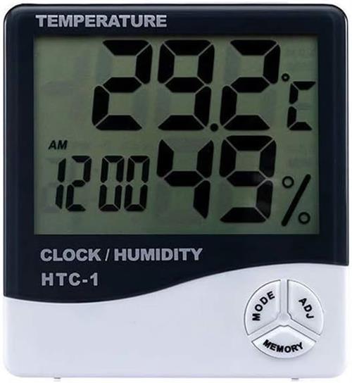 Temperature Dijital Saatli Nem Ölçer Termometre HTC-1