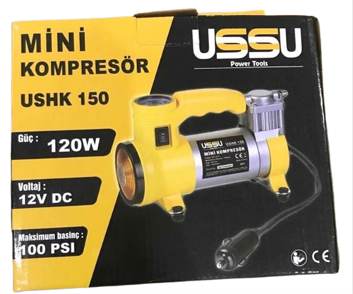 Ussu USHK 150 Mini Kompresör Oto Çakmaklıklı Kompresör 12V