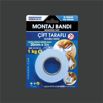 VODASEAL Çift Taraflı Köpük Montaj Bandı Beyaz 20mm*3m