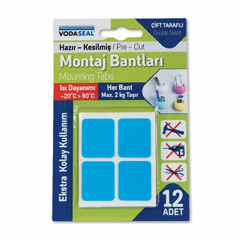 Vodaseal Çift Taraflı Montaj Bandı 12li  Beyaz