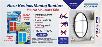 Vodaseal Çift Taraflı Montaj Bandı 12li  Beyaz