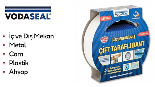 Vodaseal Güçlendirilmiş Çift Taraflı Bant 25 Mm X 3 Mt