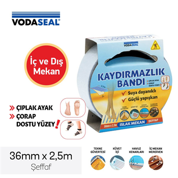 VODASEAL Islak Mekan Kaydırmazlık Bandı Şeffaf 36mm*2.5m