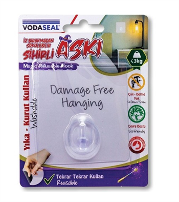 Vodaseal İz Bırakmayan Sihirli Askı Kare Şeffaf