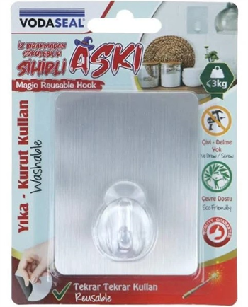 Vodaseal İz Bırakmayan Sihirli Askı Kare Gri