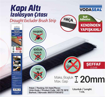 Vodaseal Kapı Altı Soğuk İzolasyon Toz Haşere Koruyucu Fırça Çıta 1 M