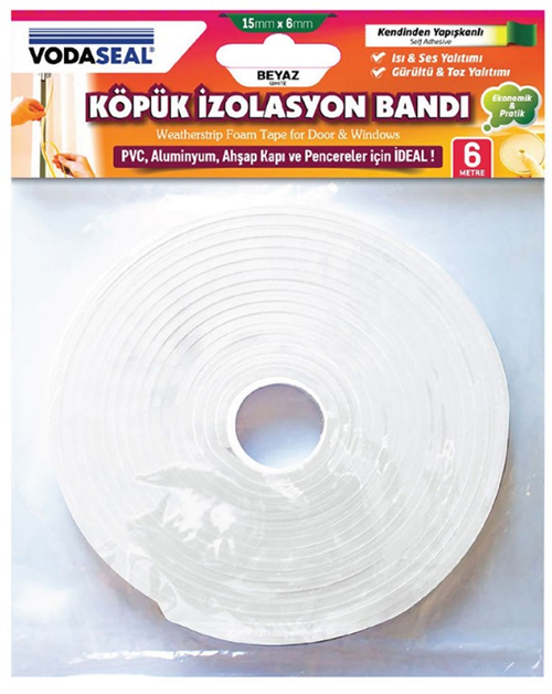 Vodaseal Köpük İzolasyon Bandı 15 Mm X 6 Mt Beyaz