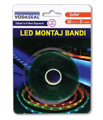 Vodaseal Şeffaf Led Montaj Bandı 10mm x 5 Metre
