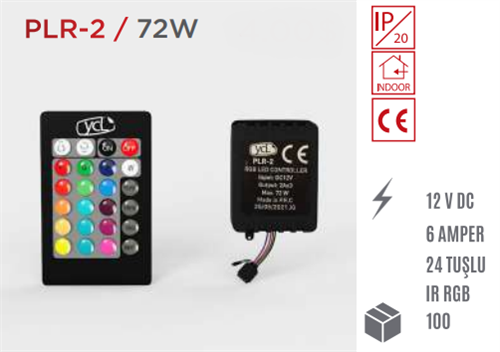 YCL 72 W 6 Amper 24 Tuşlu RGB Led Kumandası PLR-2