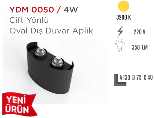 Ycl Çift Yönlü Oval Dış Duvar Led Aplik Ydm-0050