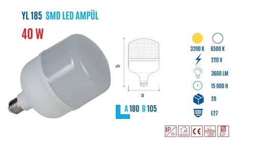 Ycl  Led Torch Ampul 40w Beyaz  YL-185