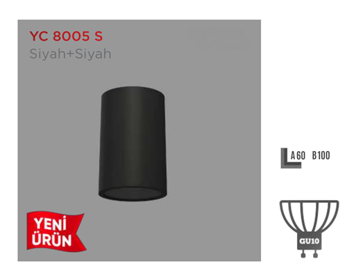 Ycl Sıva Üstü Dekoratif Armatür Siyah Yc-8005s