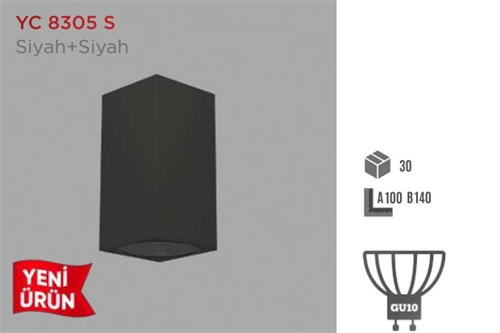 Ycl Sıva Üstü Dekoratif Armatür Siyah YC-8305 S