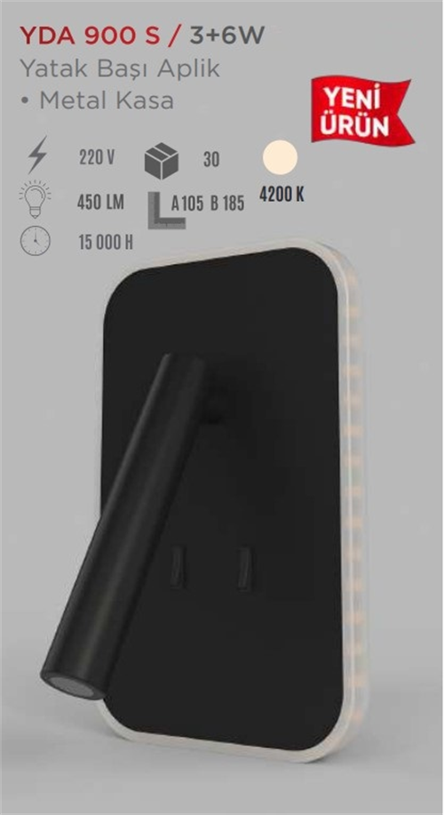 Ycl Yatak Başı Aplik Metal Kasa YDA-900S