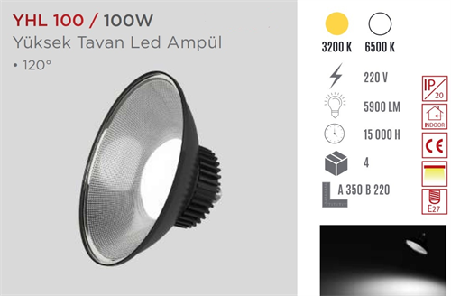 Ycl Yüksek Tavan Led Ampul Beyaz 100W E27 YHL-100