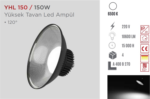 Ycl Yüksek Tavan Led Ampul Beyaz 150W E27 YHL-150