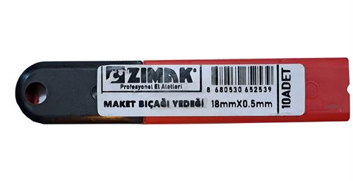 Zimak 18 x 0.5 Mm Maket Bıçağı Ağzı 10 Adet Bıçaklı Paket
