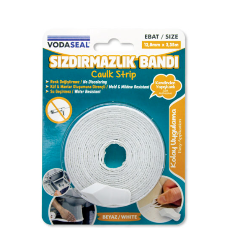 Vodasel Sızdırmazlık Bandı 12,8MM*3,35MT Beyaz Kaydırmaz Bant