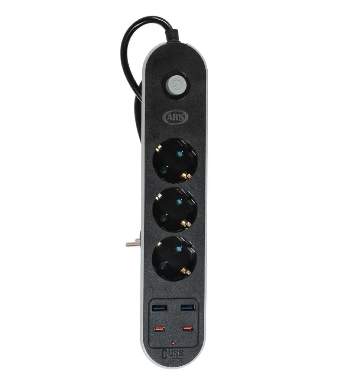 Ars 348765 Akım Korumalı 2 Metre 3'lü Priz 2xUSB 2xType C GirişliPriz & Anahtar Çeşitleri