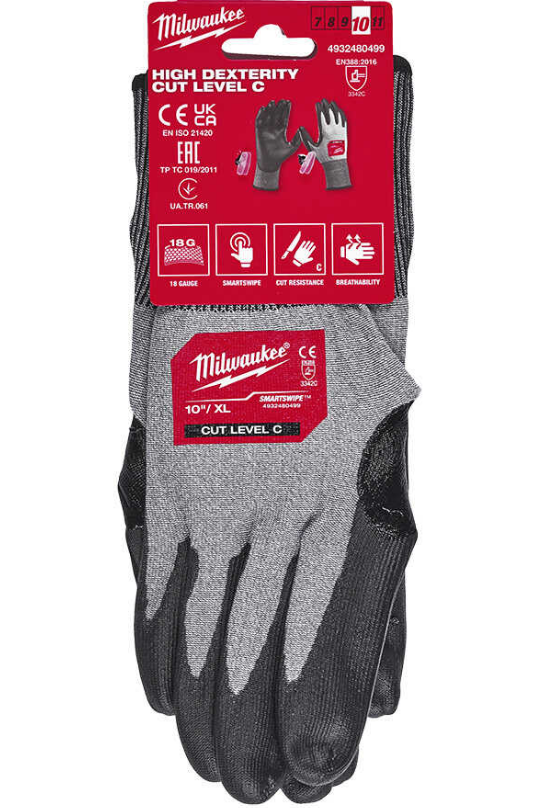Milwaukee HI-Dex 3.Derece Kesik Korumalı Eldiven 10/XL 4932480499Eldivenler