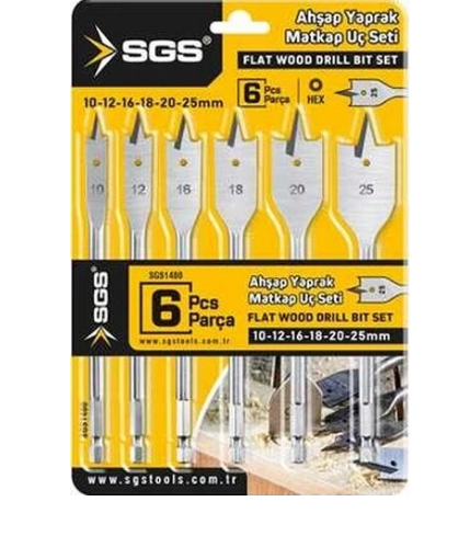 Sgs Ahşap Yaprak Matkap Uç Seti 6 Parça SGS1480Bits Setler