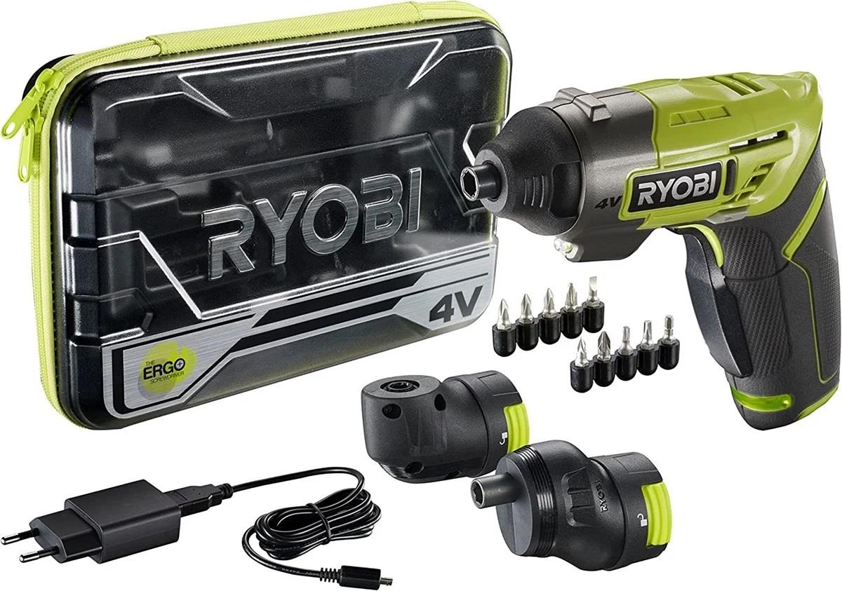 Ryobi ERGO-A2 4V Akülü Tornavida Köşe + Ofset Başlık Setli 5133003409Akülü Darbesiz Matkaplar