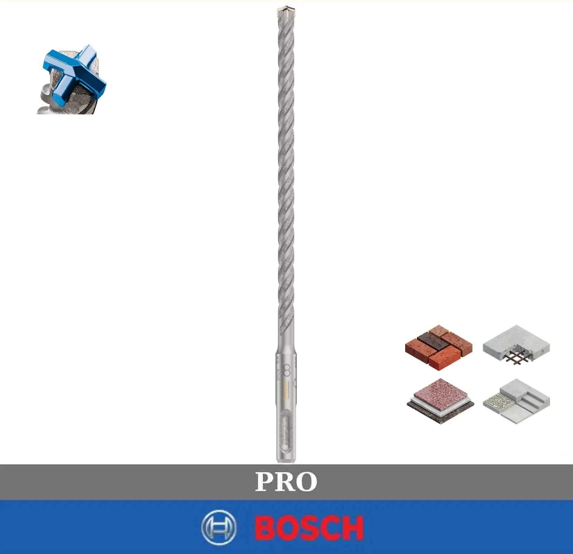 Bosch SDS Plus-5X Dört Elmaslı 8 x 210 mm  Matkap Ucu 2608706877Matkap Uçları