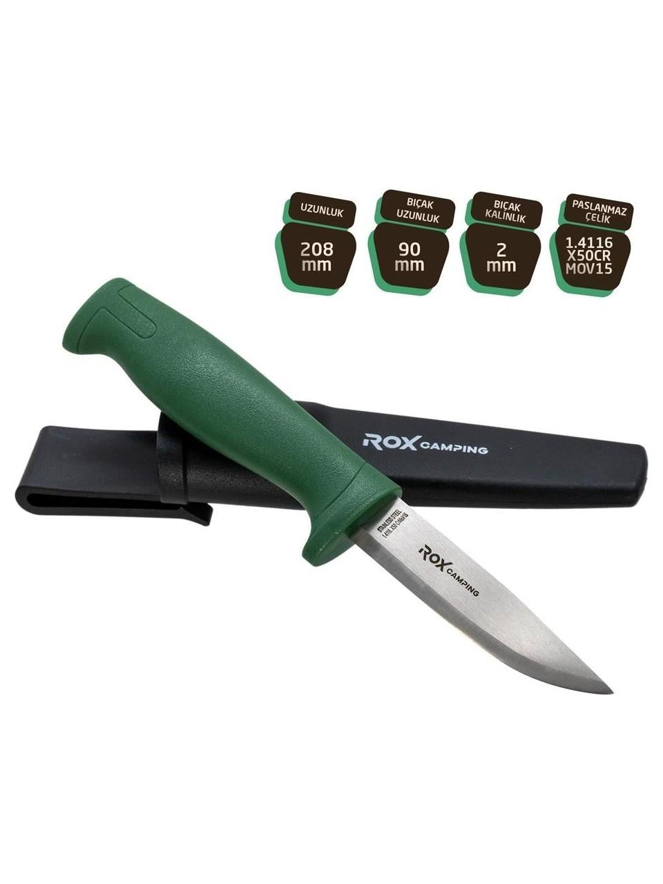 Rox Camping Bushcraft Eco Paslanmaz Çelik Kamp Bıçağı Yeşil 153CAMP0320Bıçak Grubu