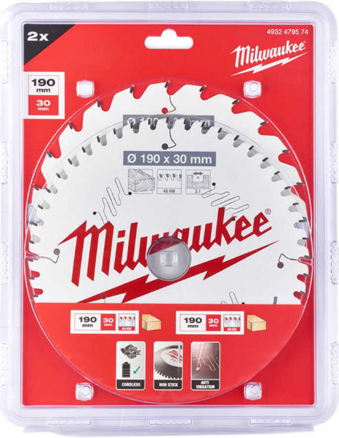 Milwaukee Sunta Kesme Testeresi 190*24mm 48 Diş 2'Li 4932479574Testereler