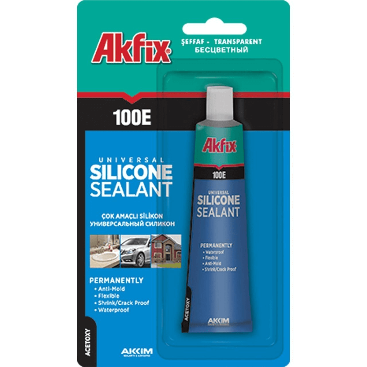Akfix 100E Genel Amaçlı Şeffaf Tüp Silikon 50 Ml