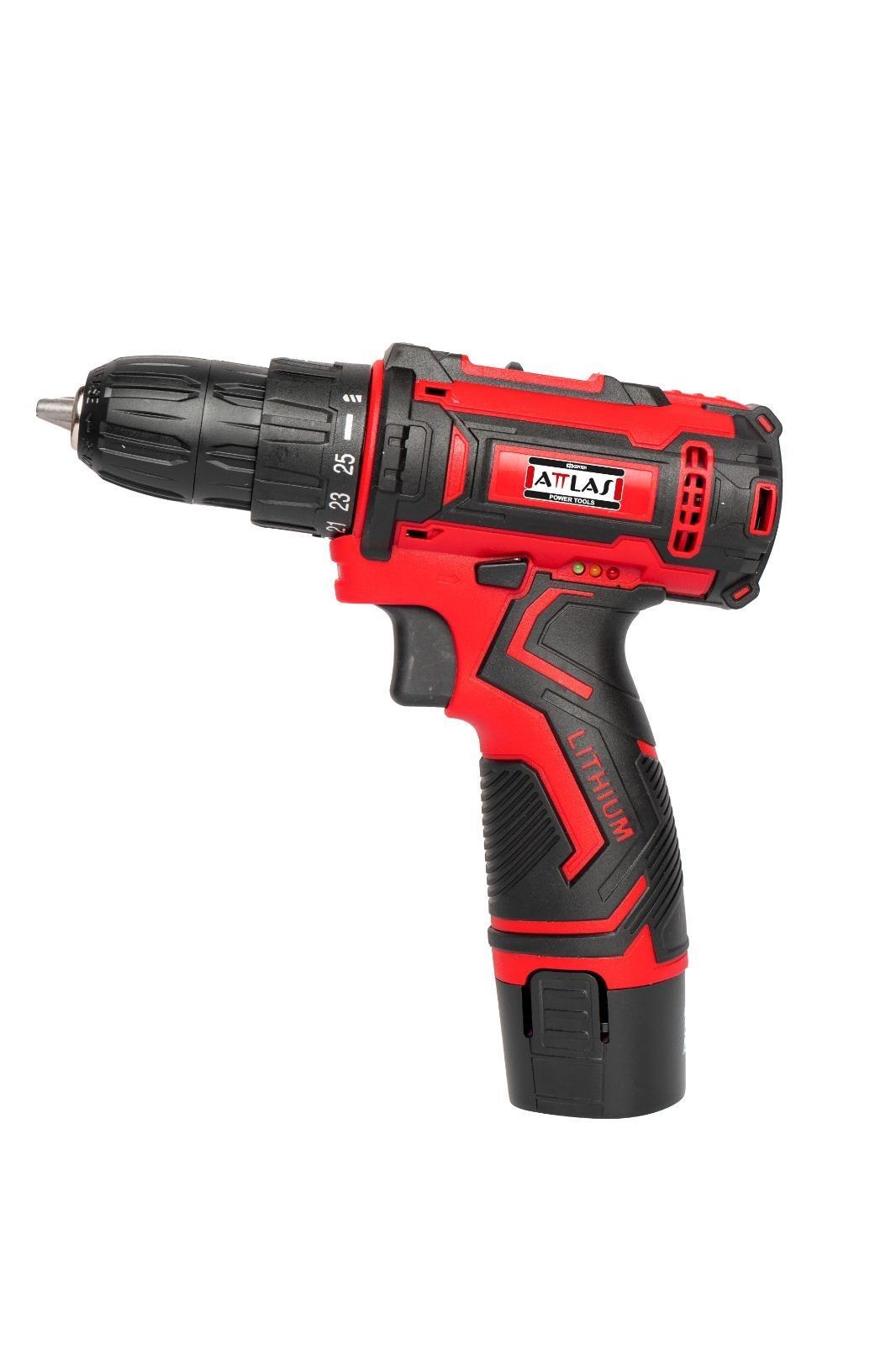 Attlas Eco CDD-202C Kutulu 2 X 2.0 AH 12V 28 NM Tork Akülü Vidalama MatkapAkülü Darbesiz Matkaplar