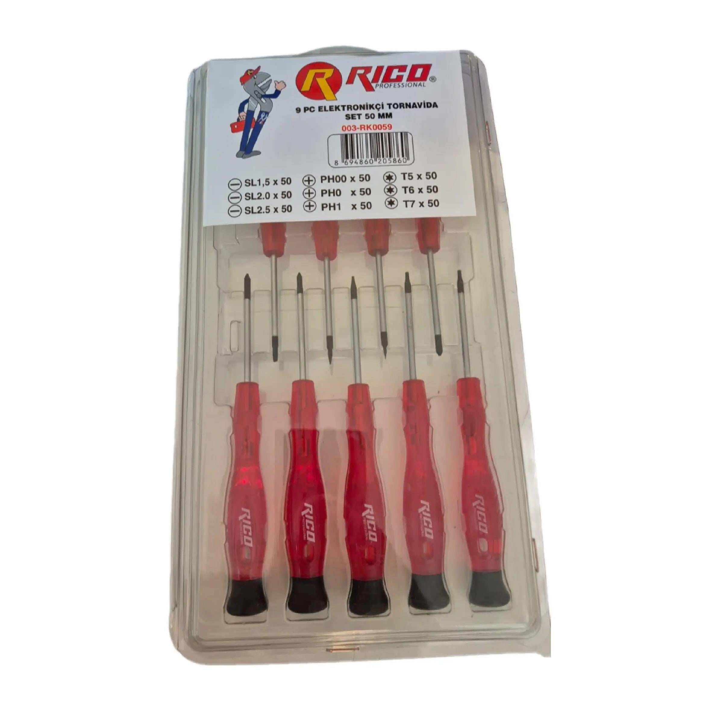 Rico 003-RK0059 9 Parça Elektronikçi Tornavida Seti 50 MMTornavidalar