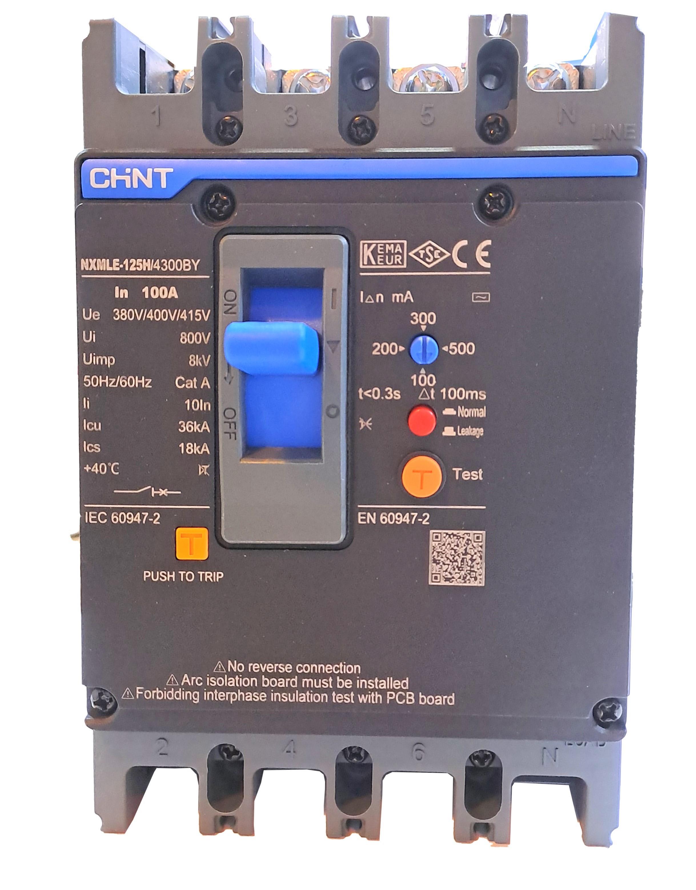 Chint NXMLE-125H/4300BY Bobinli Kompakt Şalter 4P 100A 36KA 337238Sigortalar