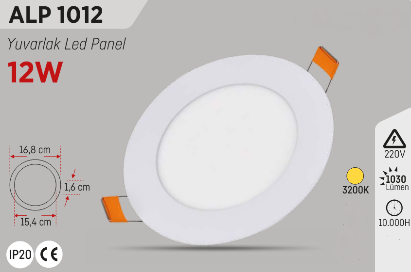 YCL Günışığı 12W Sıva Altı  Led Panel ALP-1012Led Panel Armatürler