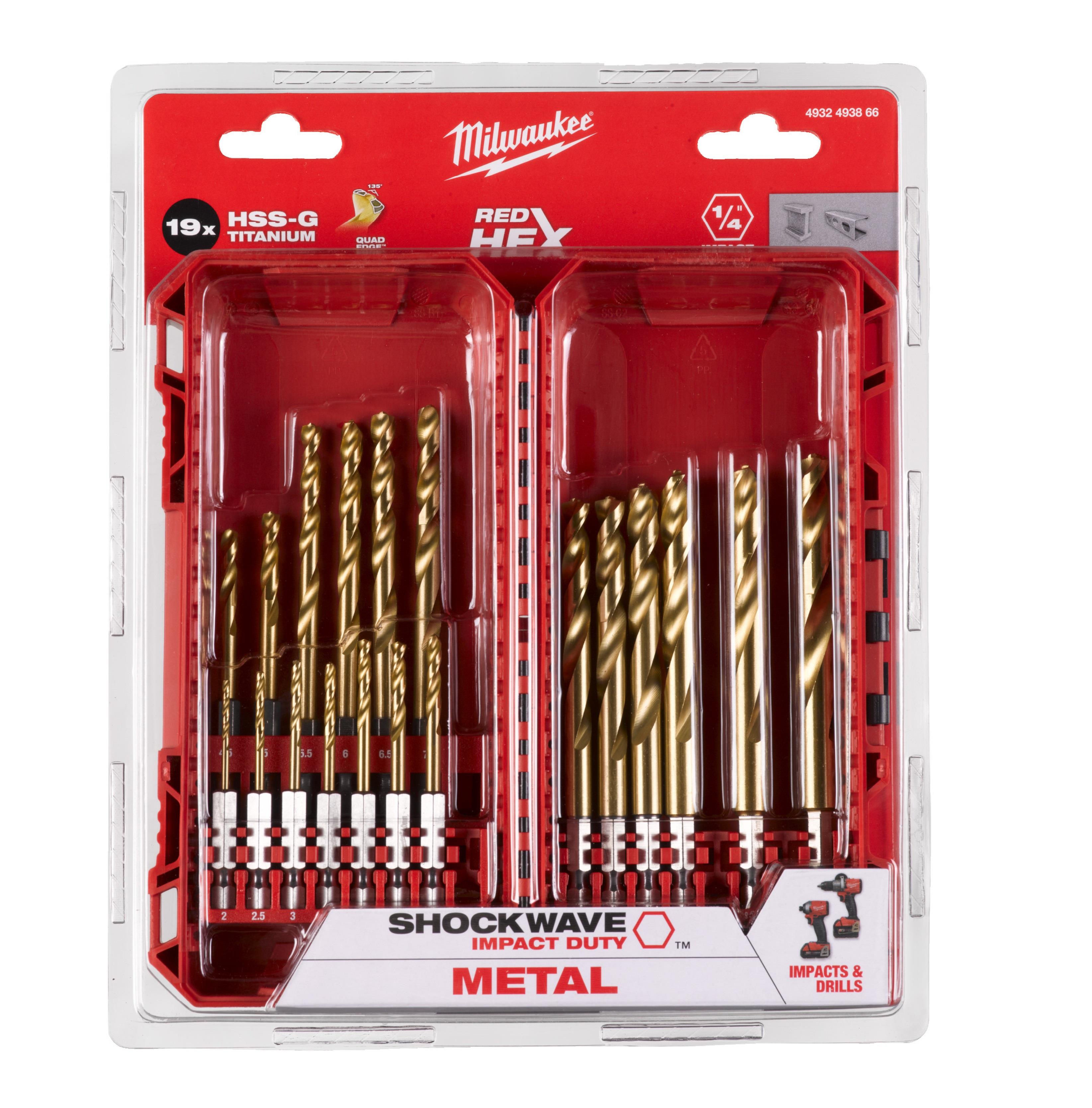 Milwaukee Metal Matkap Ucu Hex Girişli 19 Parça 4932493866Delme Uçları
